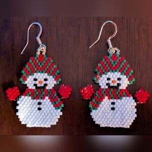 Snowman Beaded Earrings